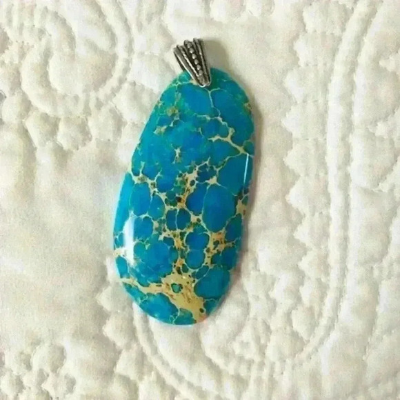 turquoise cabochon stone pendant - Picture 1 of 5